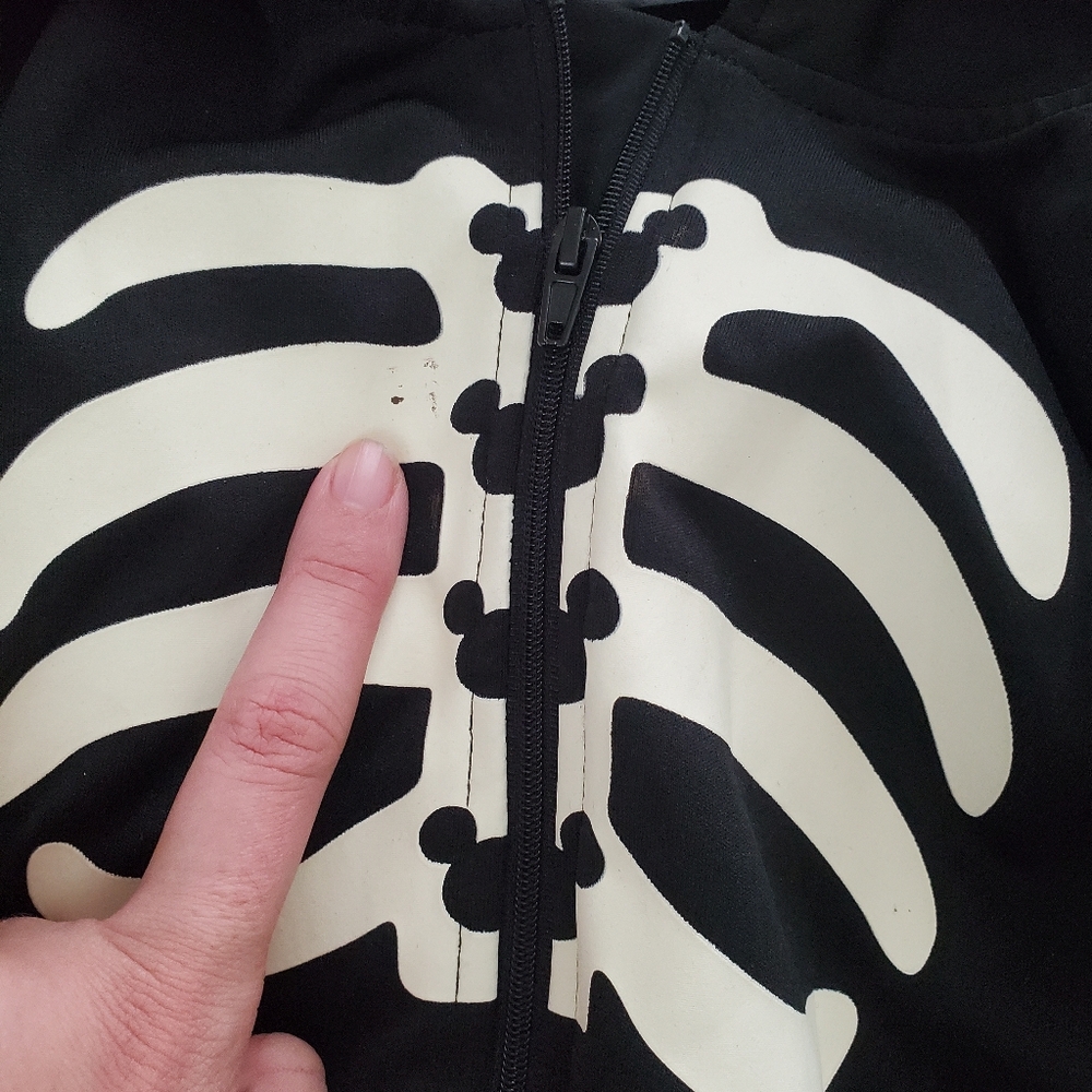 Disney Mickey Mouse Skeleton Hooded Skeleton Bodysuit Pajamas 4t - Picture 6 of 7